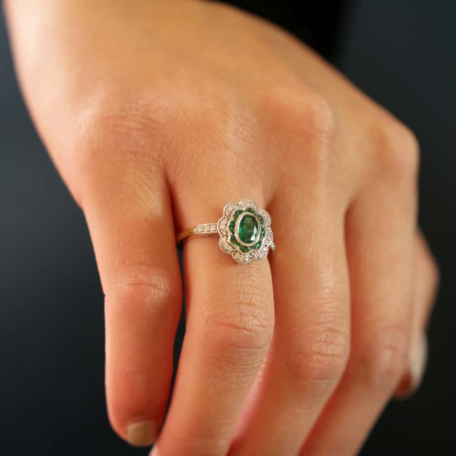 Emerald and Diamond Engagement Ring | 1.50 Oval Emerald Engagement Ring |  Fine Jewellery